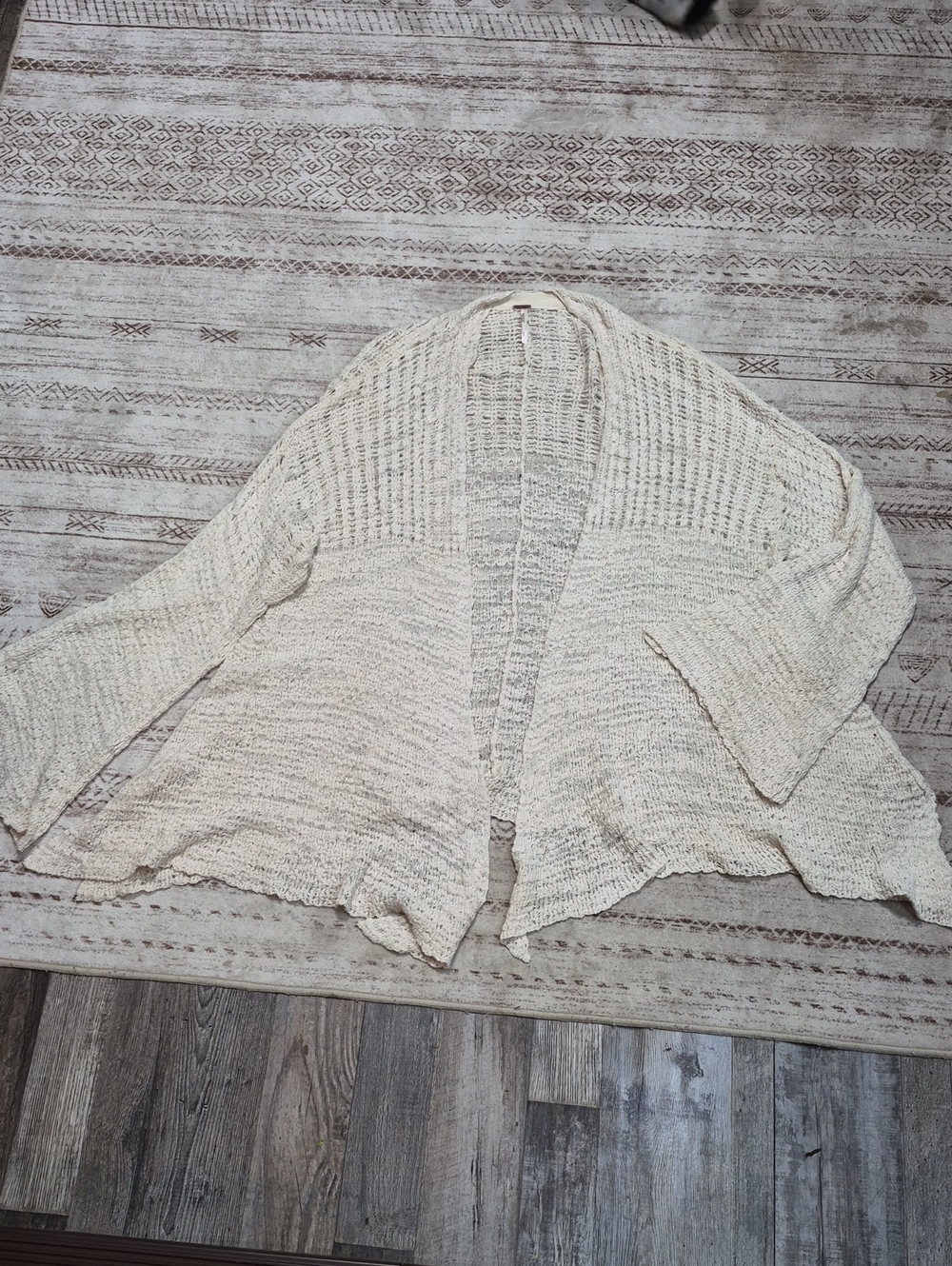 Free People Open-Front Cream Knit Cardigan